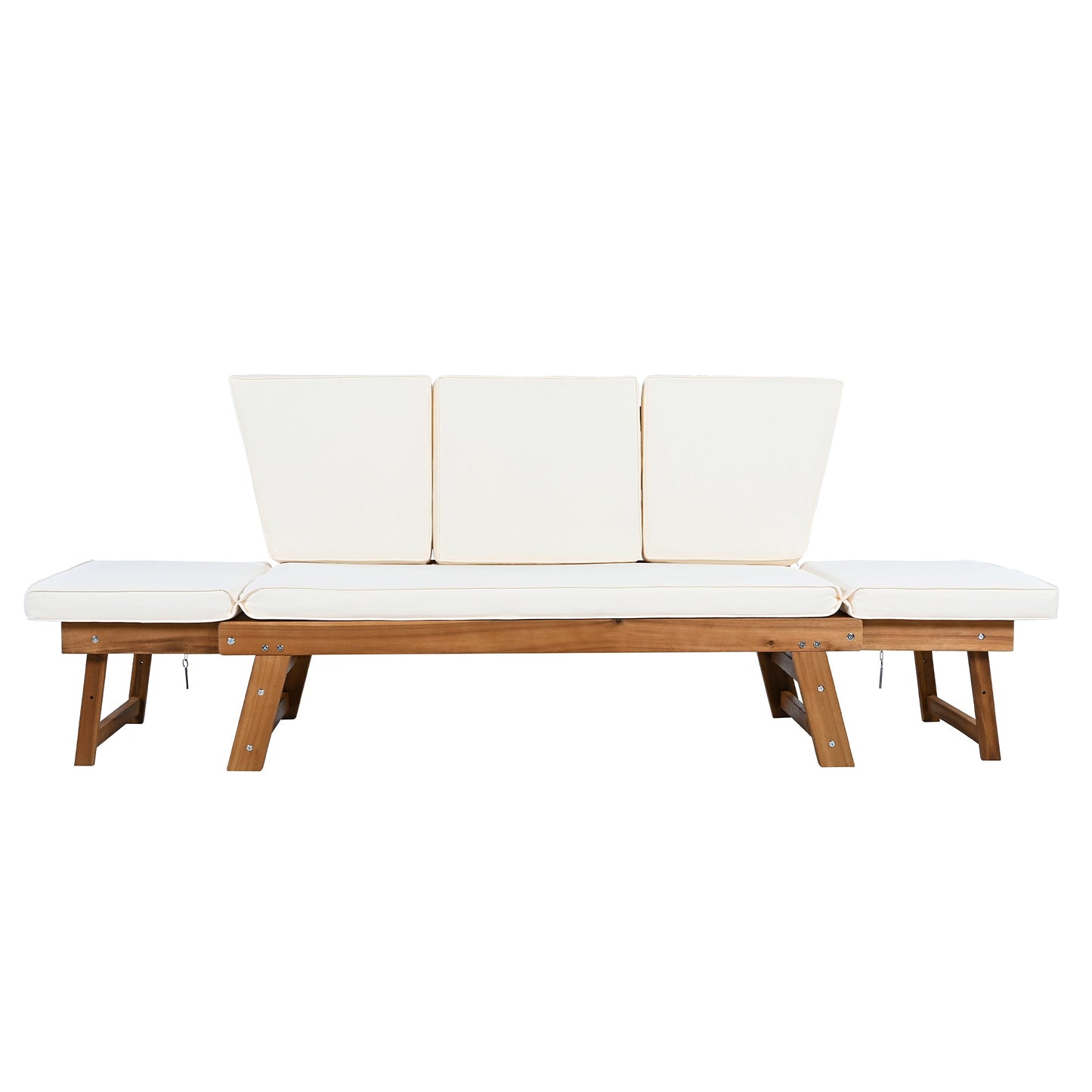 Outdoor Adjustable Patio Wooden Daybed Sofa Chaise Lounge with