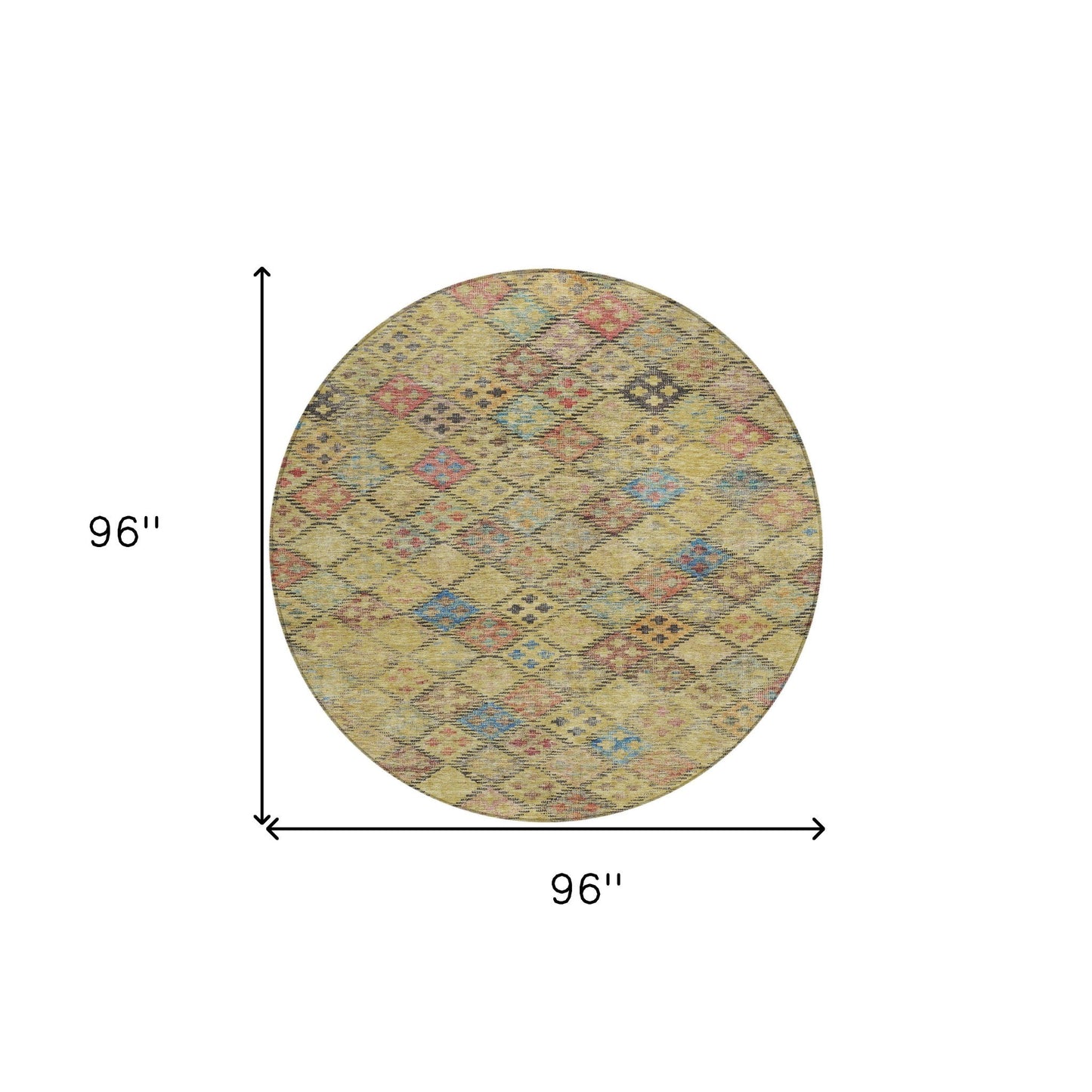 3' X 5' Gold Pink And Blue Geometric Washable Indoor Outdoor Area Rug