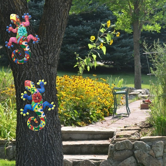 2Pcs Metal Gecko Wall Decor Gecko Art Craft Sculptures Lizard For