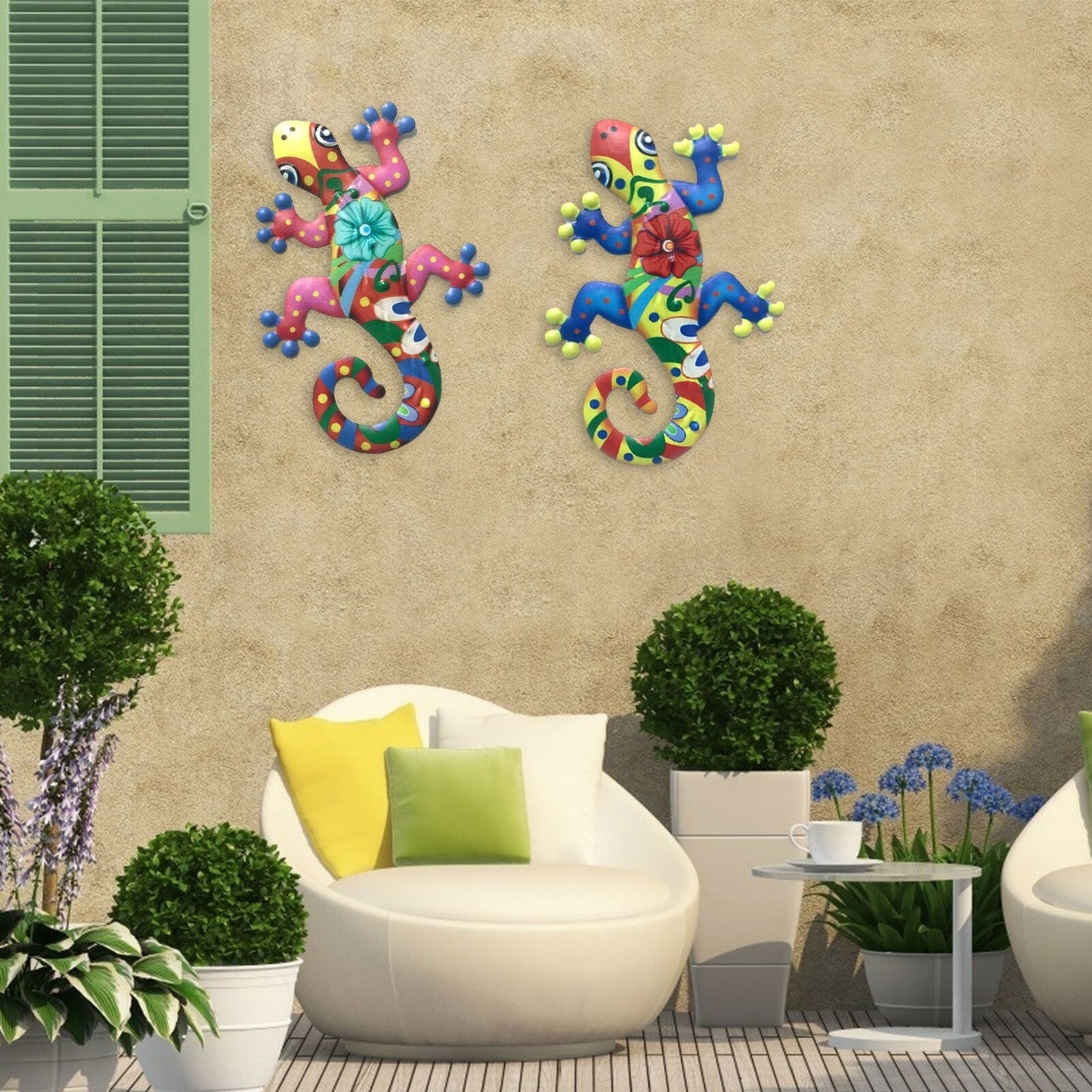2Pcs Metal Gecko Wall Decor Gecko Art Craft Sculptures Lizard For