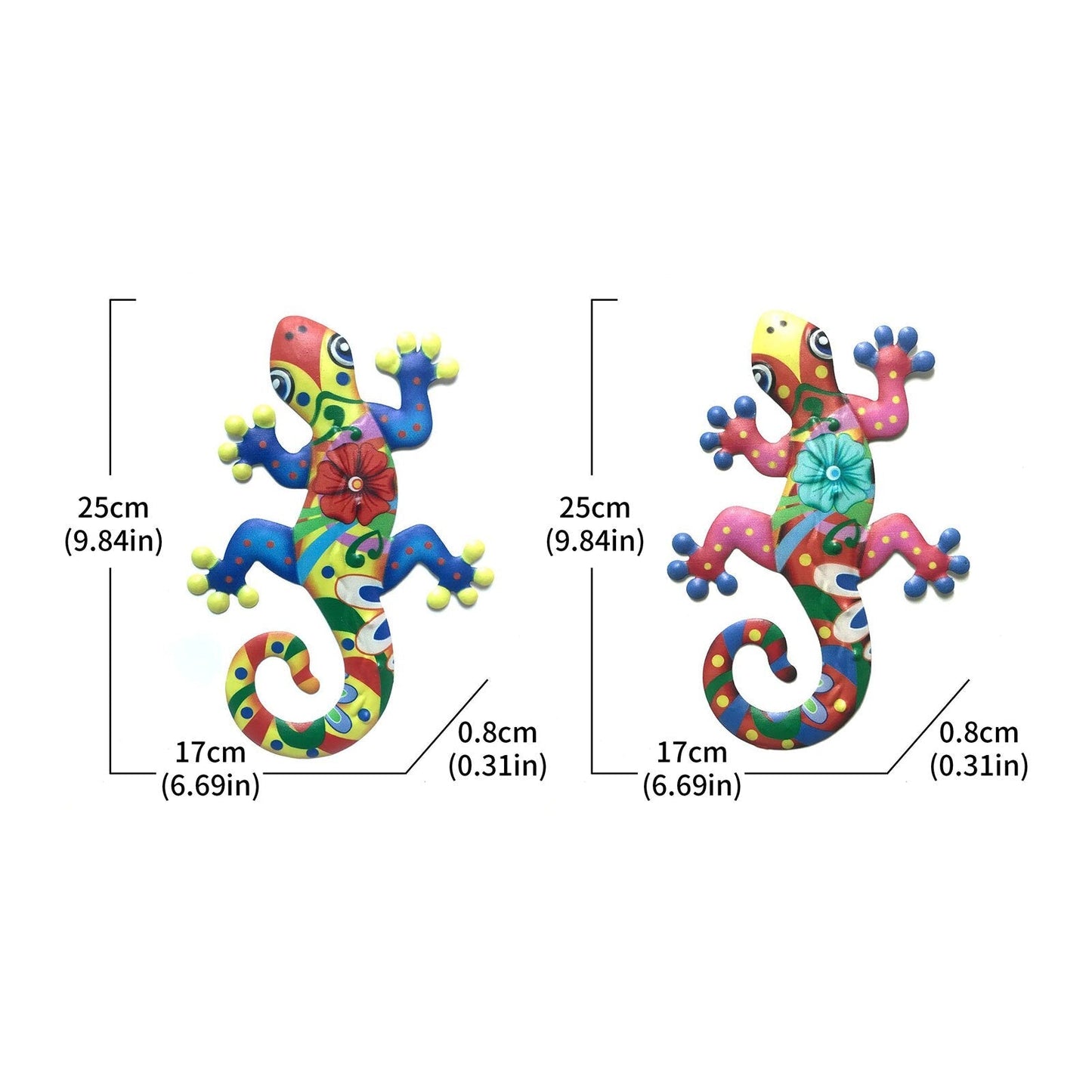2Pcs Metal Gecko Wall Decor Gecko Art Craft Sculptures Lizard For
