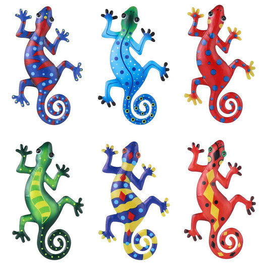 Metal Gecko Wall Decor Art Craft Inspirational Sculpture Hang Indoor