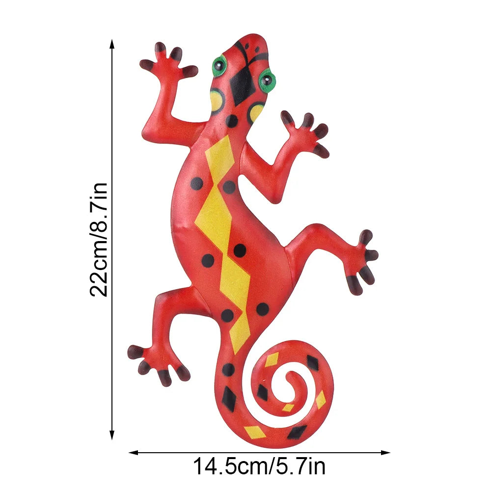 Metal Gecko Wall Decor Art Craft Inspirational Sculpture Hang Indoor