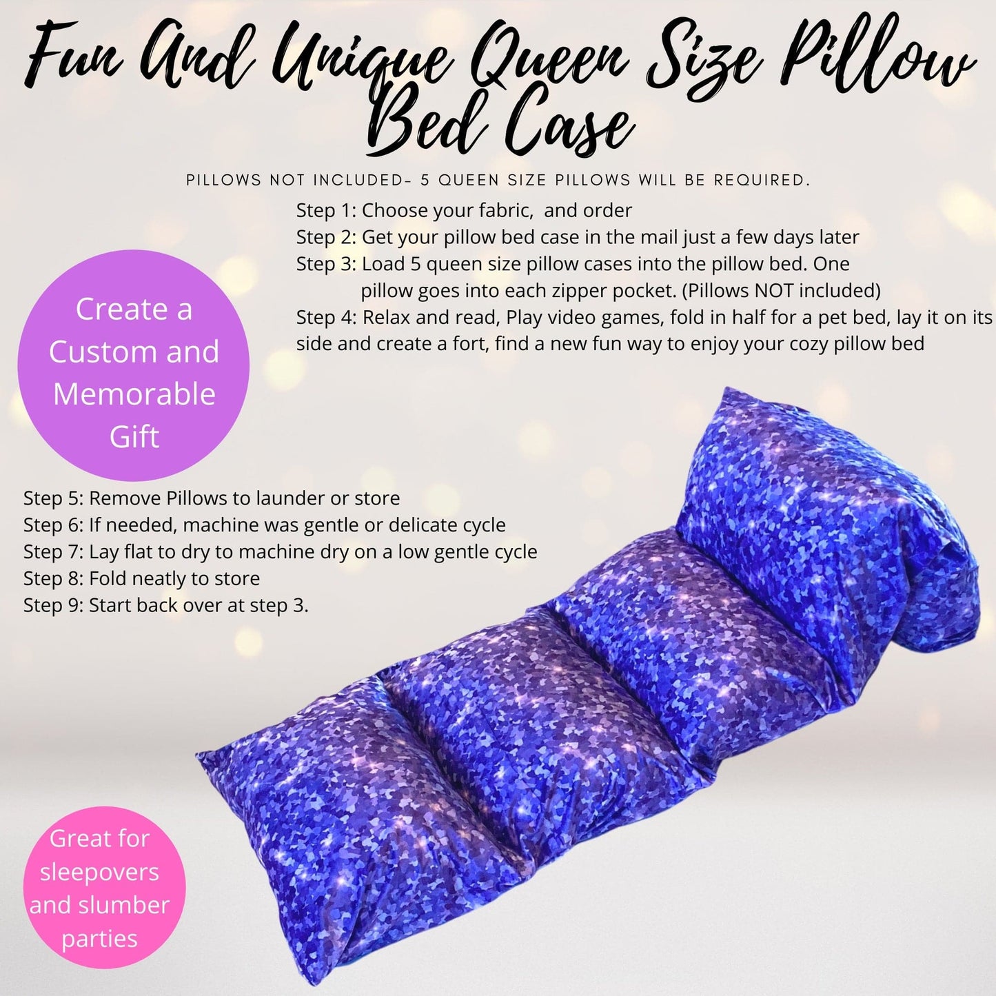 Purple Hearts and Confetti Pillow Bed Slipcover, Purple Floor Lounger,