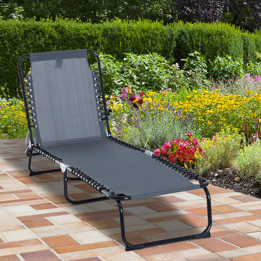 Outsunny Beach Cot Adjustable Folding Reclining Lounger Lightweight