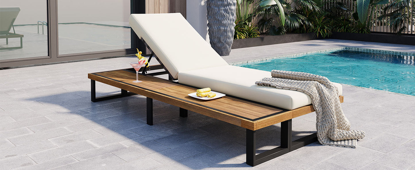 Outdoor Chaise Lounge Chair with 5-Position Adjustable Backrest,