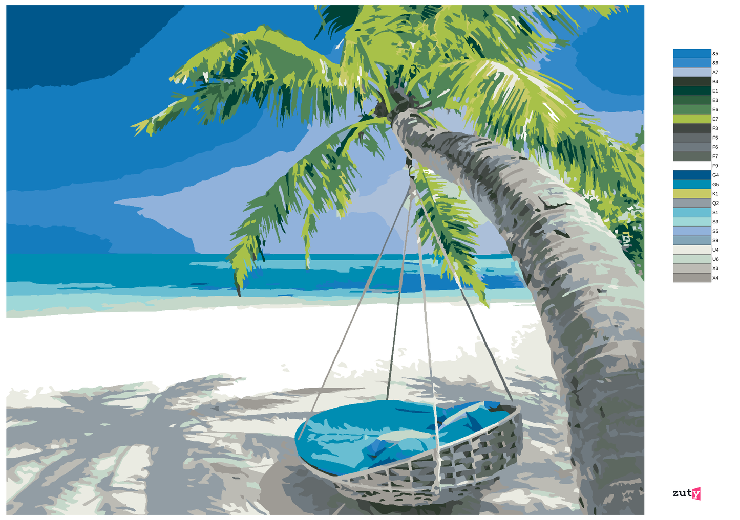 Paint by Numbers - SUN LOUNGER ON A SUNNY BEACH