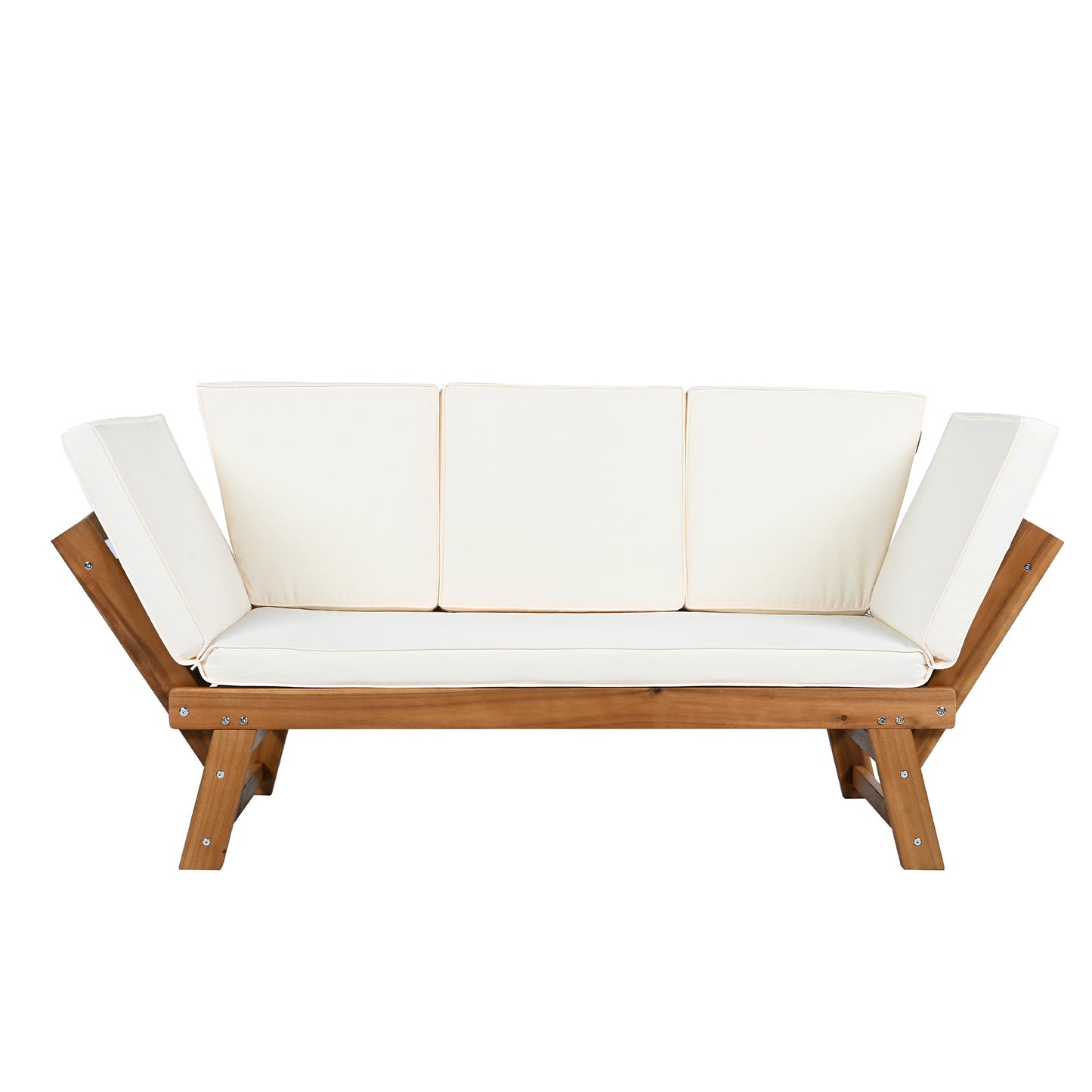 Outdoor Adjustable Patio Wooden Daybed Sofa Chaise Lounge with
