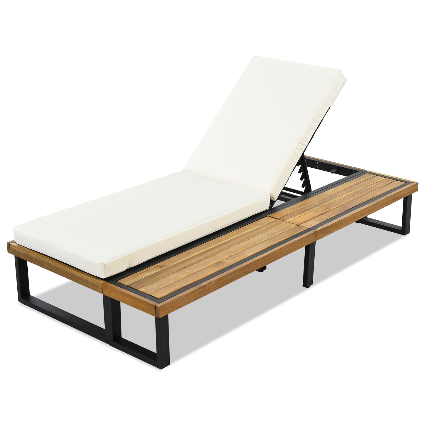 Outdoor Chaise Lounge Chair with 5-Position Adjustable Backrest,