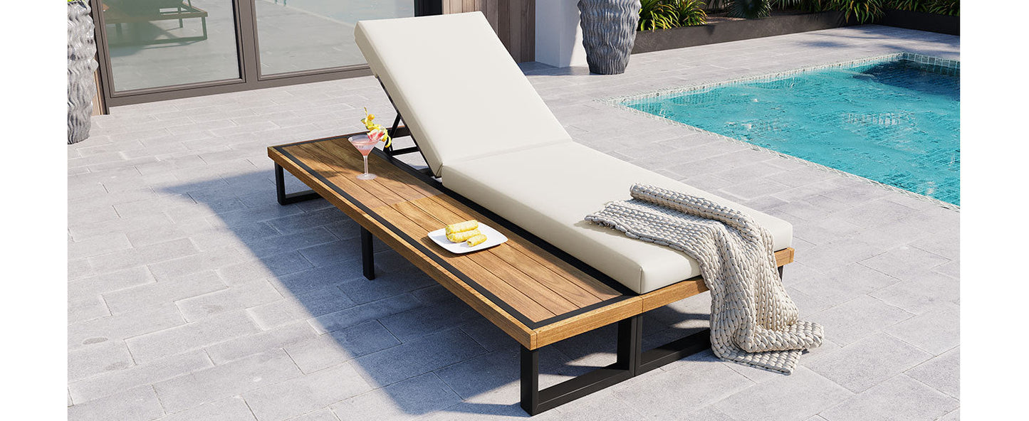 Outdoor Chaise Lounge Chair with 5-Position Adjustable Backrest,