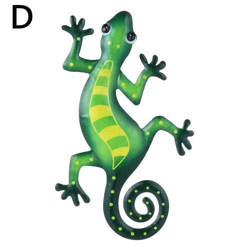 Metal Gecko Wall Decor Art Craft Inspirational Sculpture Hang Indoor