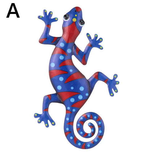 Metal Gecko Wall Decor Art Craft Inspirational Sculpture Hang Indoor