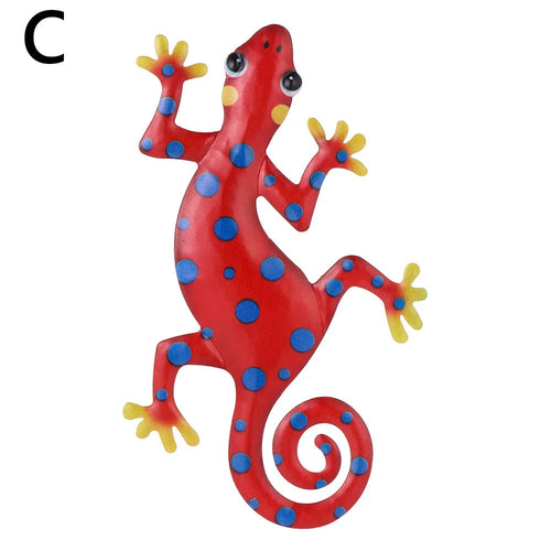 Metal Gecko Wall Decor Art Craft Inspirational Sculpture Hang Indoor