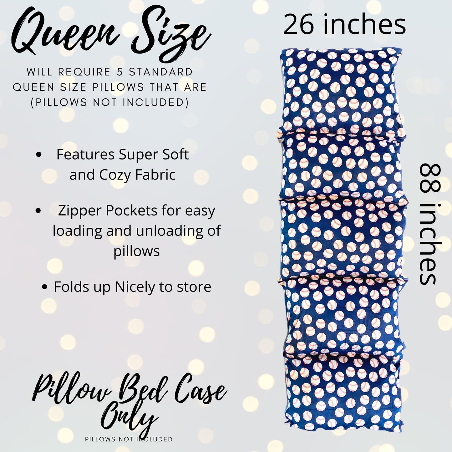 Baseball Pillow Bed Slipcover, Baseball Floor Lounger Slipcover,