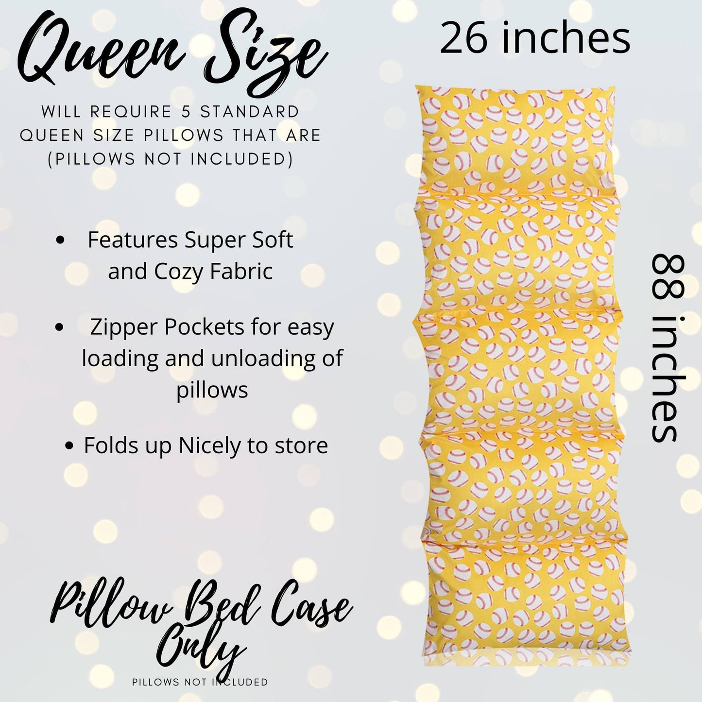 Baseball Pillow Bed, Softball Pillow Bed Case, Baseball Gift, Softball