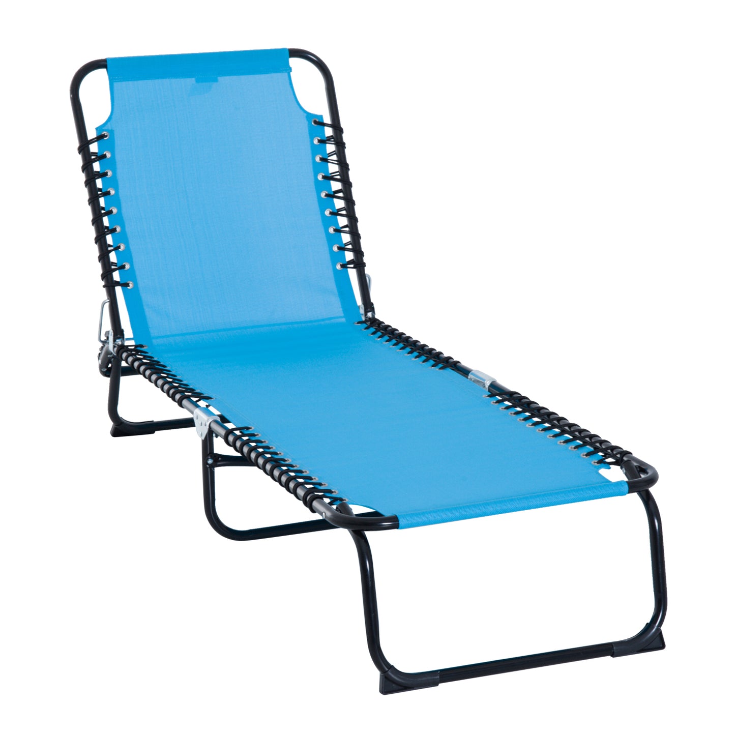 Outsunny Adjustable Folding Beach Bed Reclining Lounger Cot