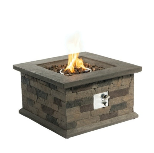 Outdoor Propane Fire Pit Table 28-inch Imitation Stone Square Concrete