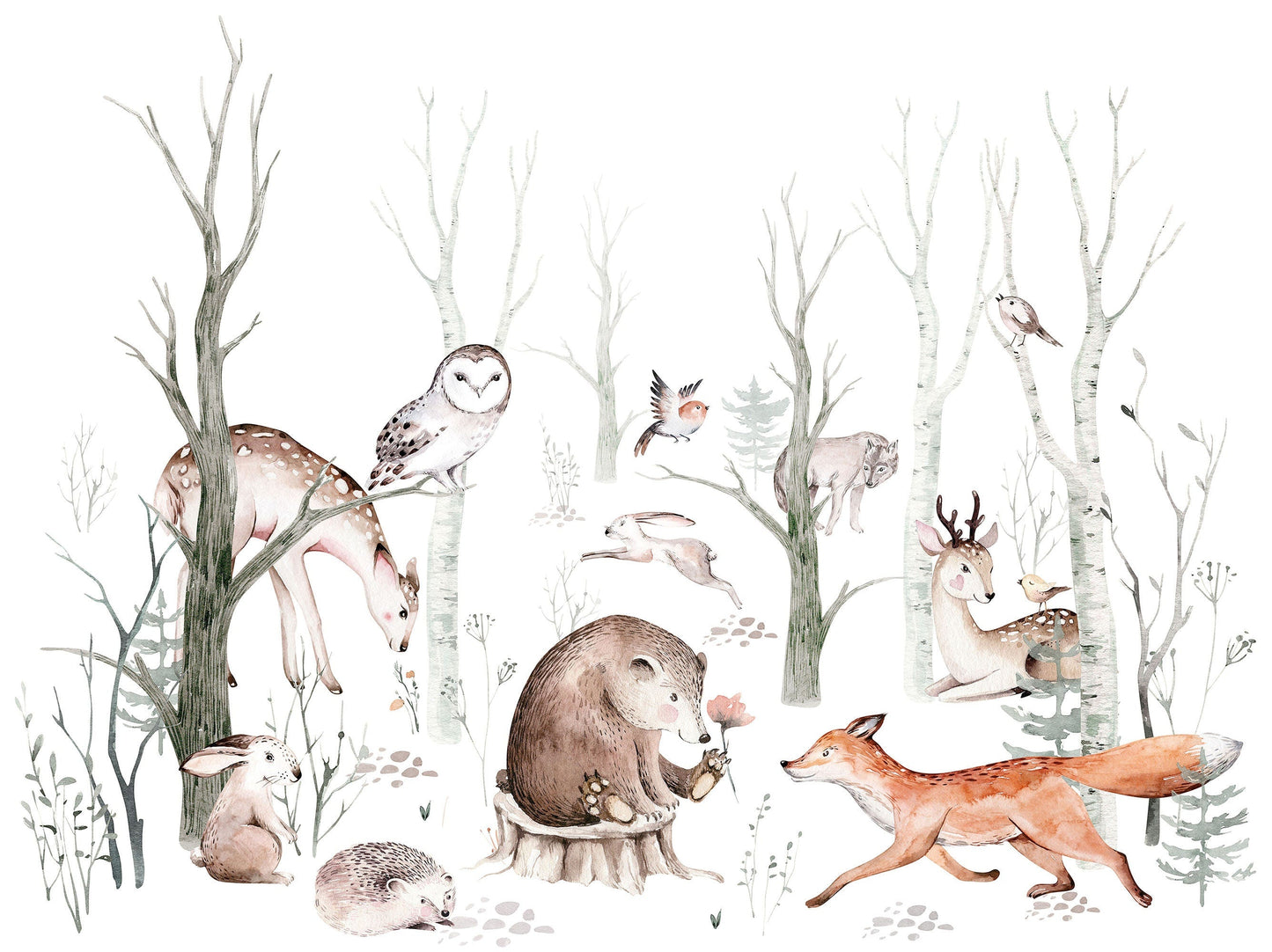 Animals in the forest mural