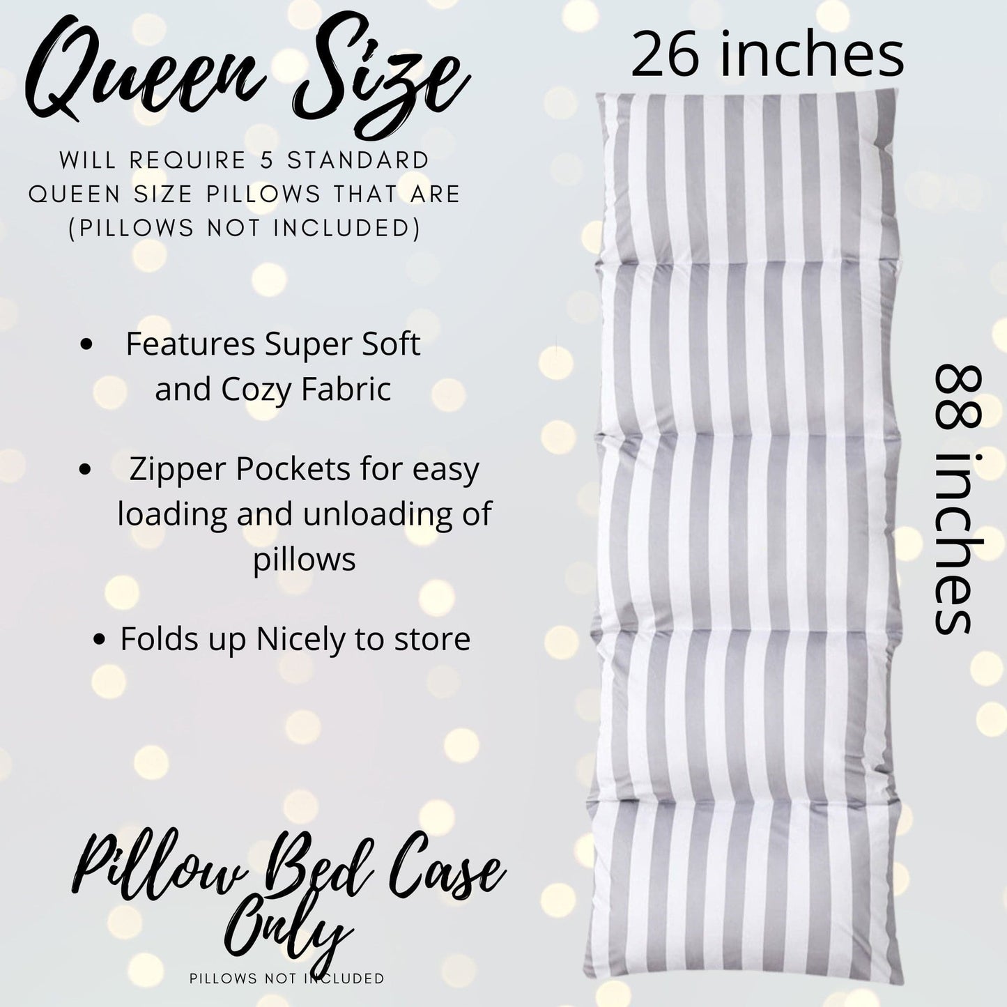 Kids Grey and White Pillow Bed Slipcover, Floor Lounger, Pillow Bed,