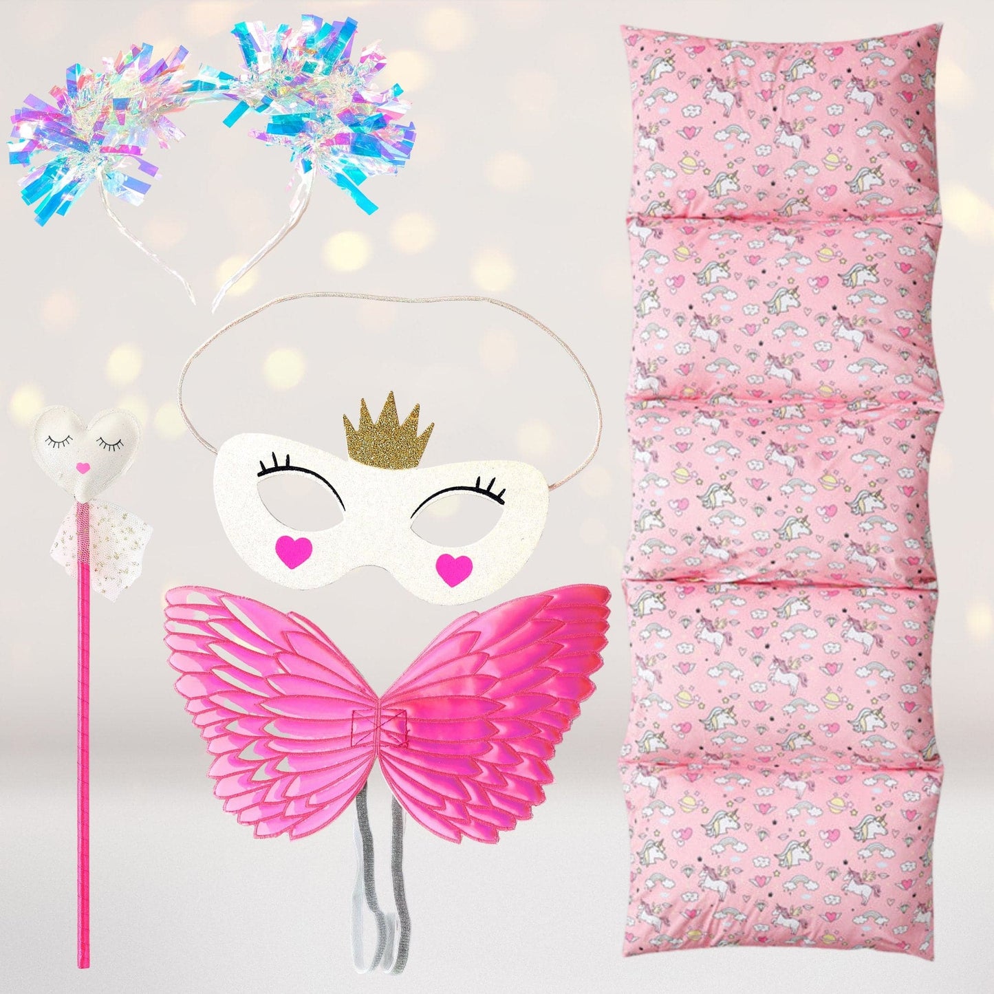 Fairy Unicorn Princess Gift Set - Floor Lounger, Wings, Wand and Mask